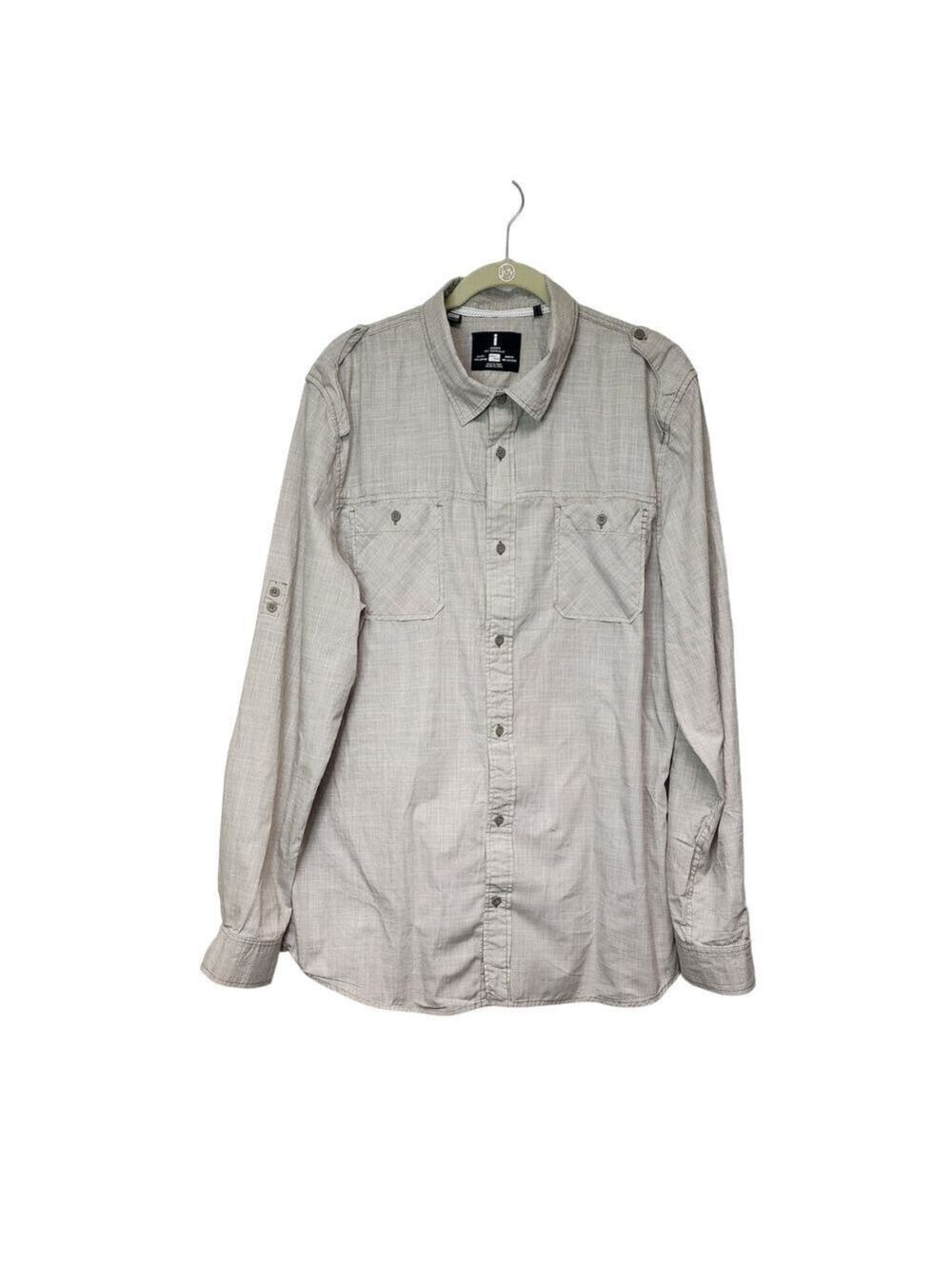 I JEANS by BUFFALO GRAY BUTTON DOWN LONG SLEEVE MEN'S SHIRT SIZE XXL